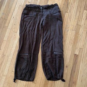 Max Studio Brown Silk Cargo Pants